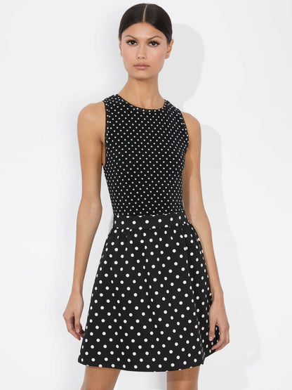 Chara Mini Dress In Black/off White Polka Dot - Alice + Olivia Women