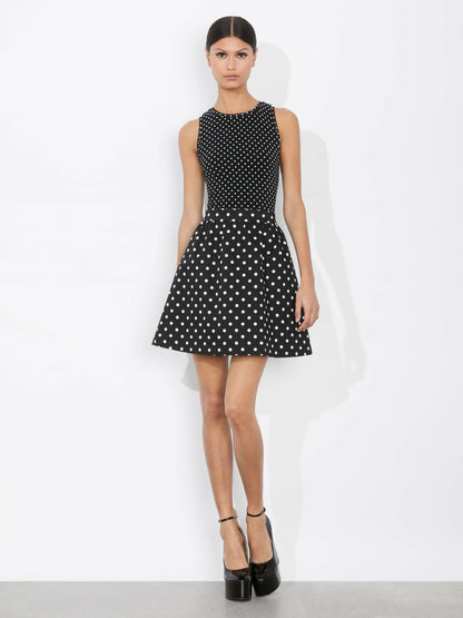 Chara Mini Dress In Black/off White Polka Dot - Alice + Olivia Women
