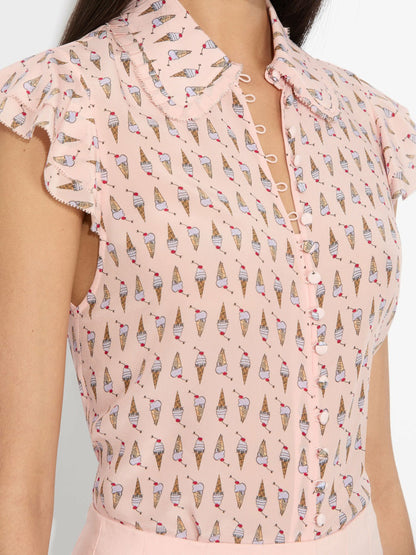 Martel Silk Blouse In Sundae Pink Bloom - Alice + Olivia Women