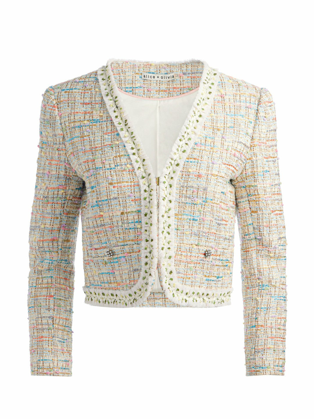 Peyton Tweed Jacket In Off White Multi - Alice + Olivia Women
