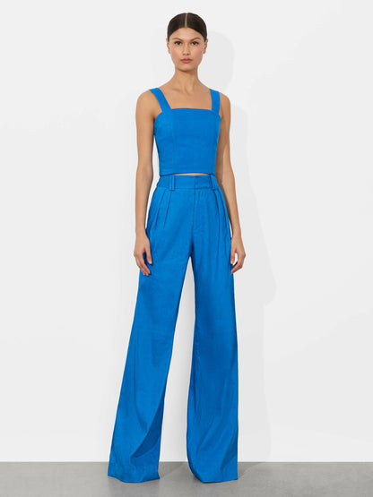 Eric Linen Pant In True Blue - Alice + Olivia Women