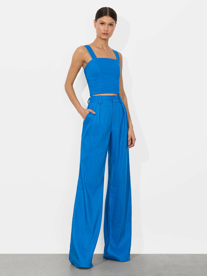 Eric Linen Pant In True Blue - Alice + Olivia Women