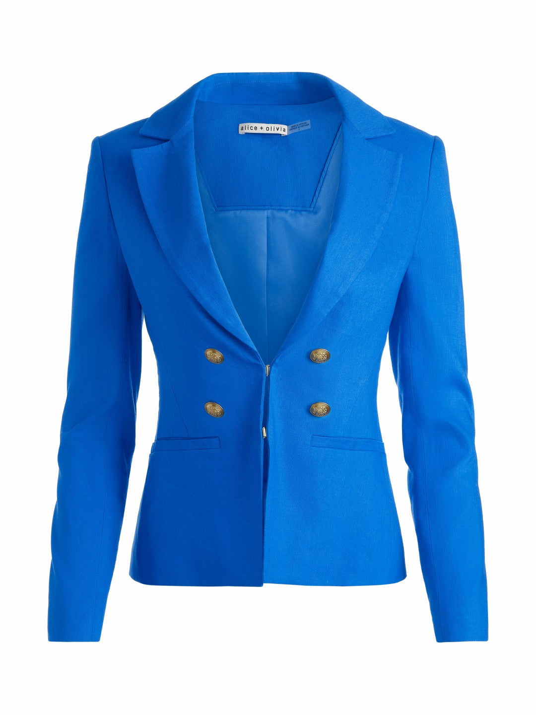 Mya Linen Fitted Blazer In True Blue - Alice + Olivia Women