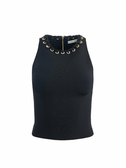 Heidi Grommet Tank In Black - Alice + Olivia Women