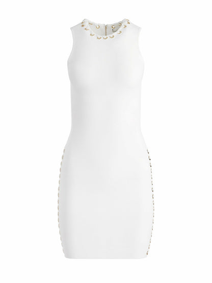 Kylin Grommet Mini Dress In Soft White - Alice + Olivia Women