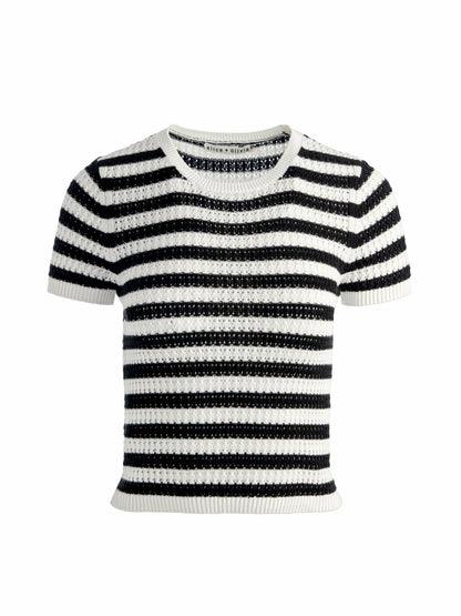 Ciara Pullover In Soft White/black - Alice + Olivia Women