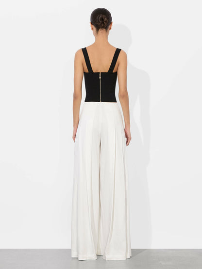 Ainslie Wide Leg Pant In Off White - Alice + Olivia Women