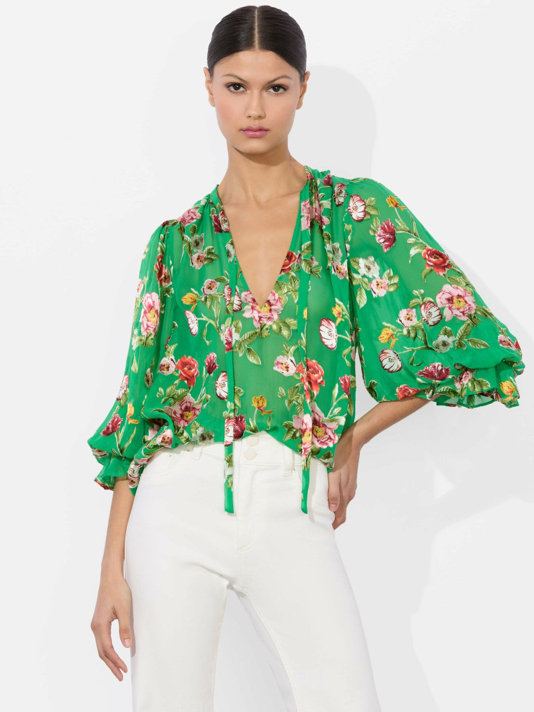 Moranne Blouse In Hamptons Floral Small - Alice + Olivia Women