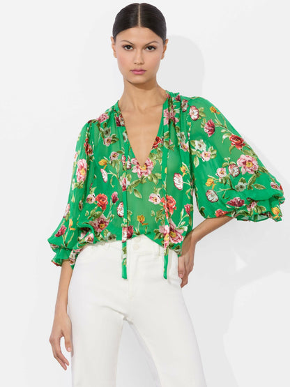 Moranne Blouse In Hamptons Floral Small - Alice + Olivia Women