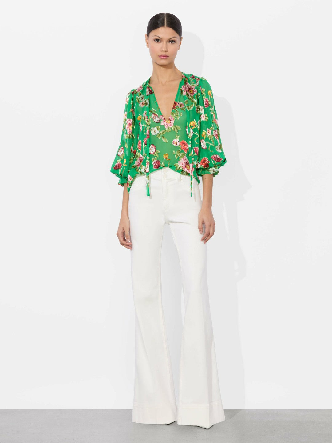 Moranne Blouse In Hamptons Floral Small - Alice + Olivia Women