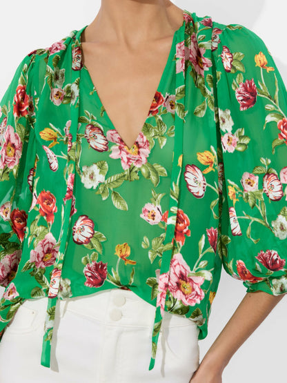 Moranne Blouse In Hamptons Floral Small - Alice + Olivia Women
