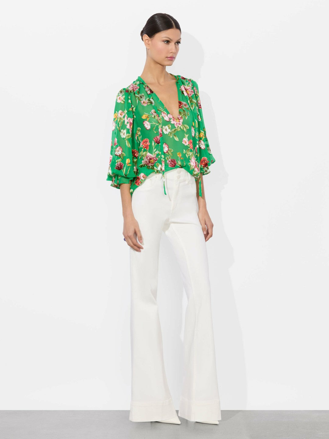 Moranne Blouse In Hamptons Floral Small - Alice + Olivia Women