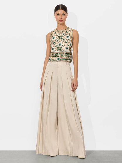 Amal Embellished Tank In Off White Multi - Alice + Olivia Women