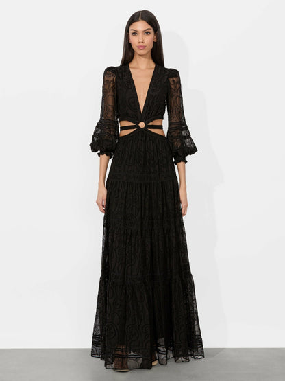 Patrica Tiered Dress In Black - Alice + Olivia Women
