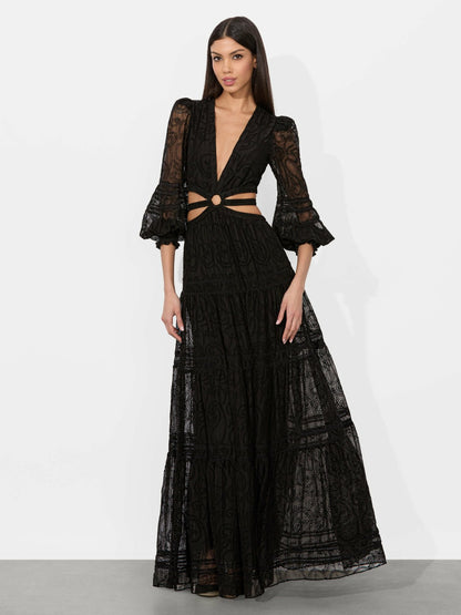 Patrica Tiered Dress In Black - Alice + Olivia Women