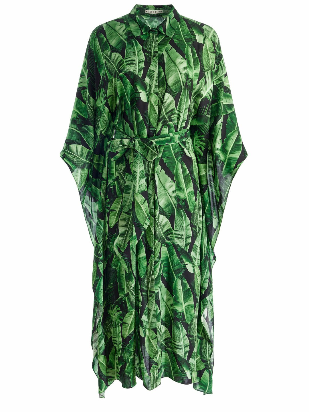 Deanne Midi Shirt Dress In Jungle Palm Black - Alice + Olivia Women