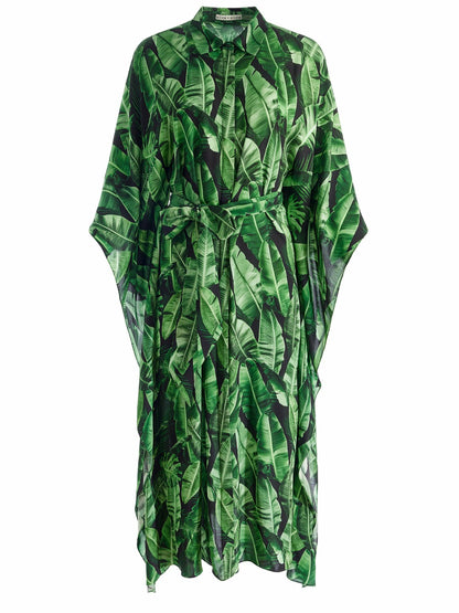 Deanne Midi Shirt Dress In Jungle Palm Black - Alice + Olivia Women