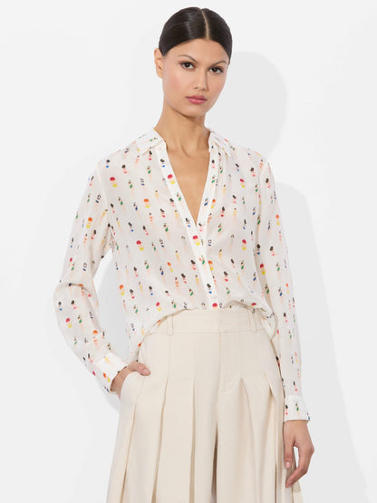 Eloise Button Down Blouse In Beach Club - Alice + Olivia Women