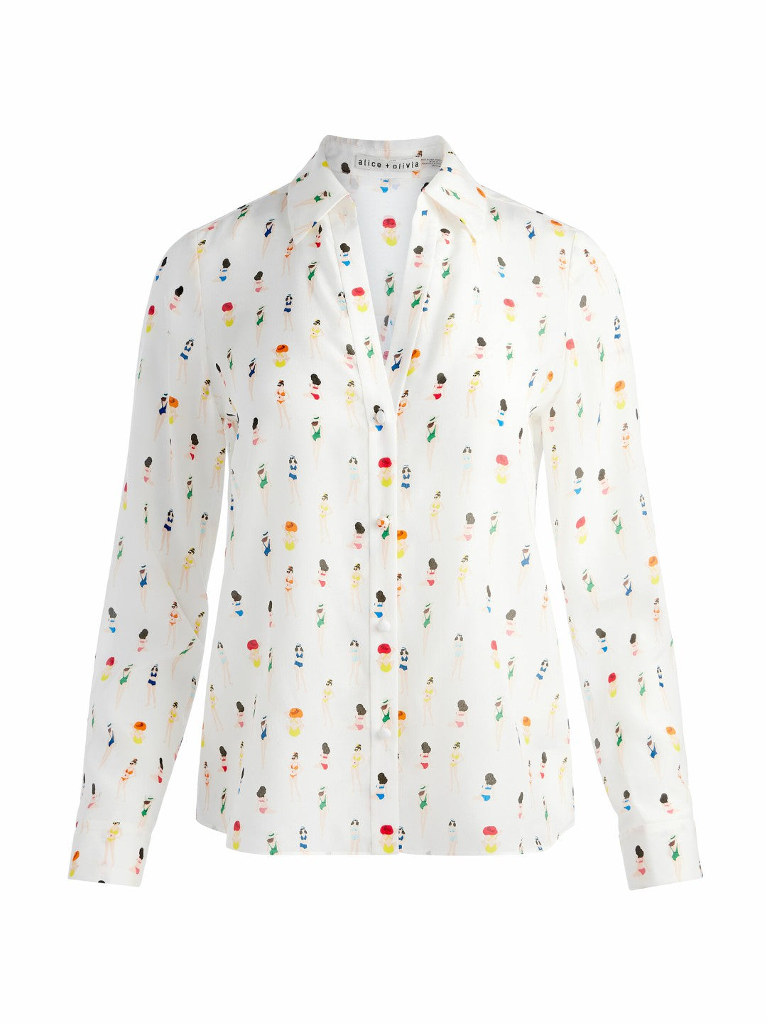 Eloise Button Down Blouse In Beach Club - Alice + Olivia Women