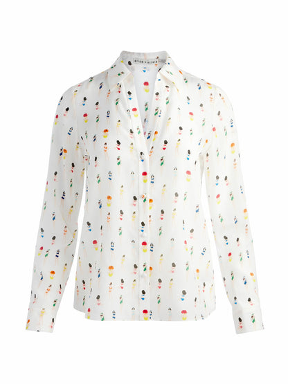 Eloise Button Down Blouse In Beach Club - Alice + Olivia Women