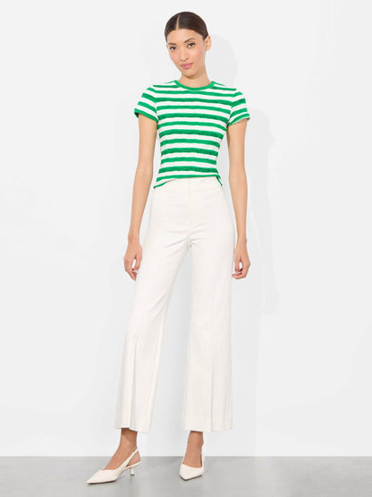 Tess Tee In Painted Stripe Lt Emerald - Alice + Olivia Women