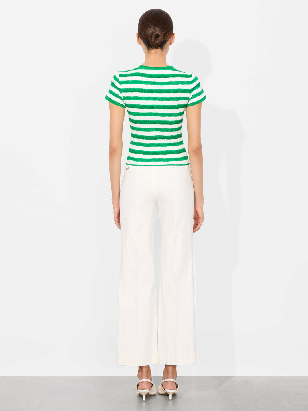 Tess Tee In Painted Stripe Lt Emerald - Alice + Olivia Women