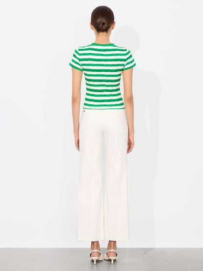 Tess Tee In Painted Stripe Lt Emerald - Alice + Olivia Women