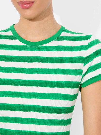 Tess Tee In Painted Stripe Lt Emerald - Alice + Olivia Women