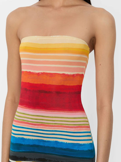 Delora Strapless Maxi Dress In Rainbow Reef - Alice + Olivia Women