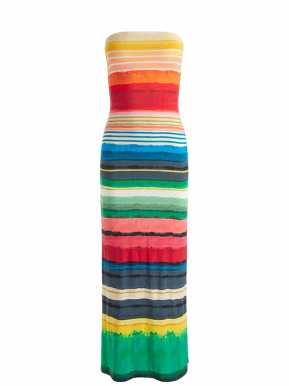 Delora Strapless Maxi Dress In Rainbow Reef - Alice + Olivia Women