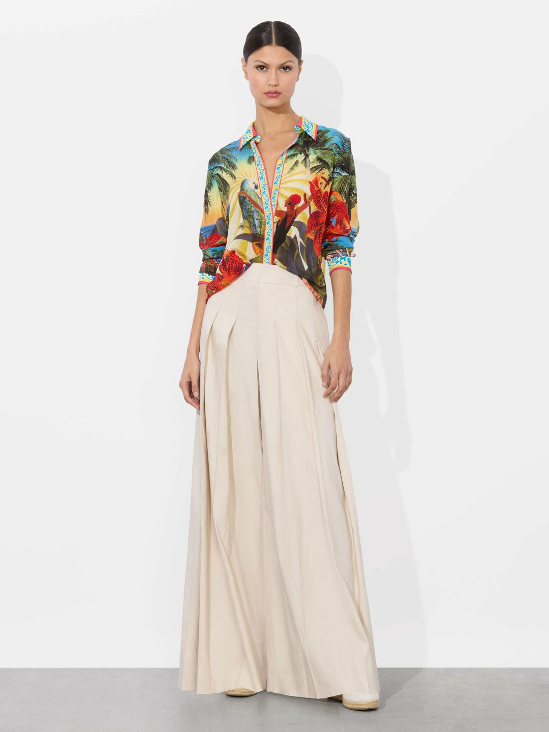 Willa Silk Blouse In Island Dreams Multi - Alice + Olivia Women