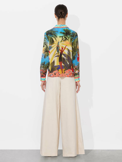 Willa Silk Blouse In Island Dreams Multi - Alice + Olivia Women