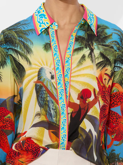 Willa Silk Blouse In Island Dreams Multi - Alice + Olivia Women