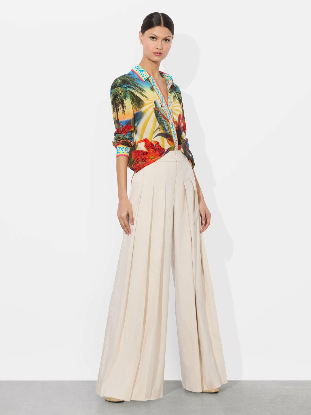Willa Silk Blouse In Island Dreams Multi - Alice + Olivia Women