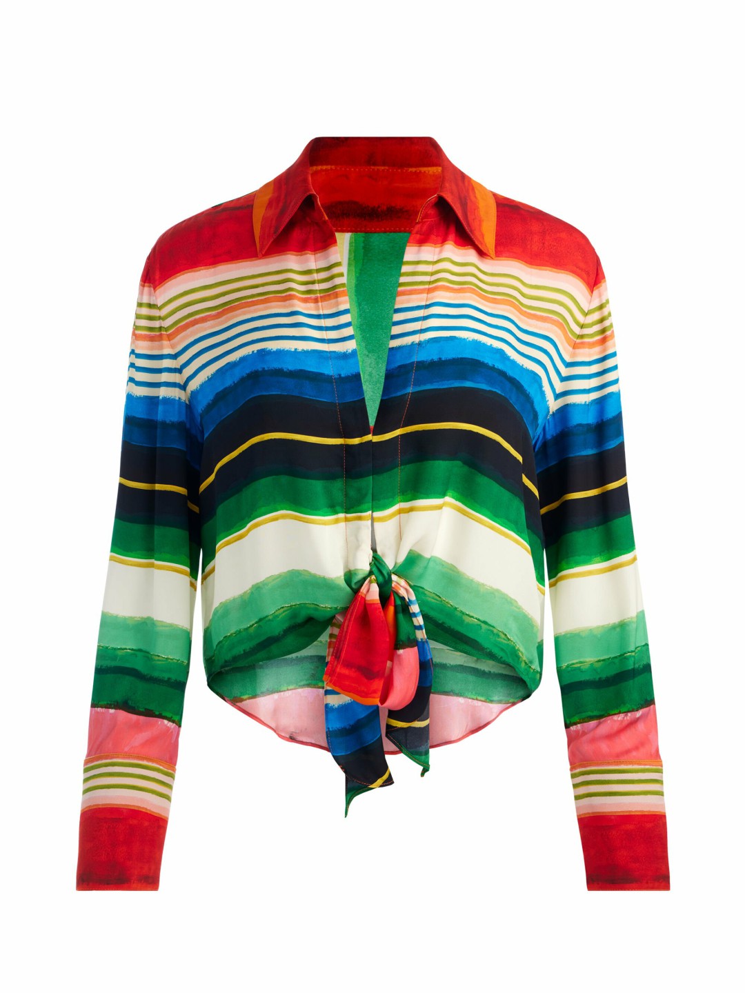 Hannon Tie Front Blouse In Rainbow Reef - Alice + Olivia Women