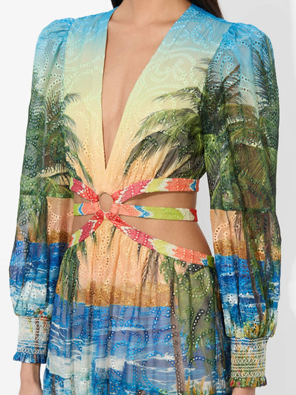 Patrica Tiered Dress In Island Dreams Multi - Alice + Olivia Women
