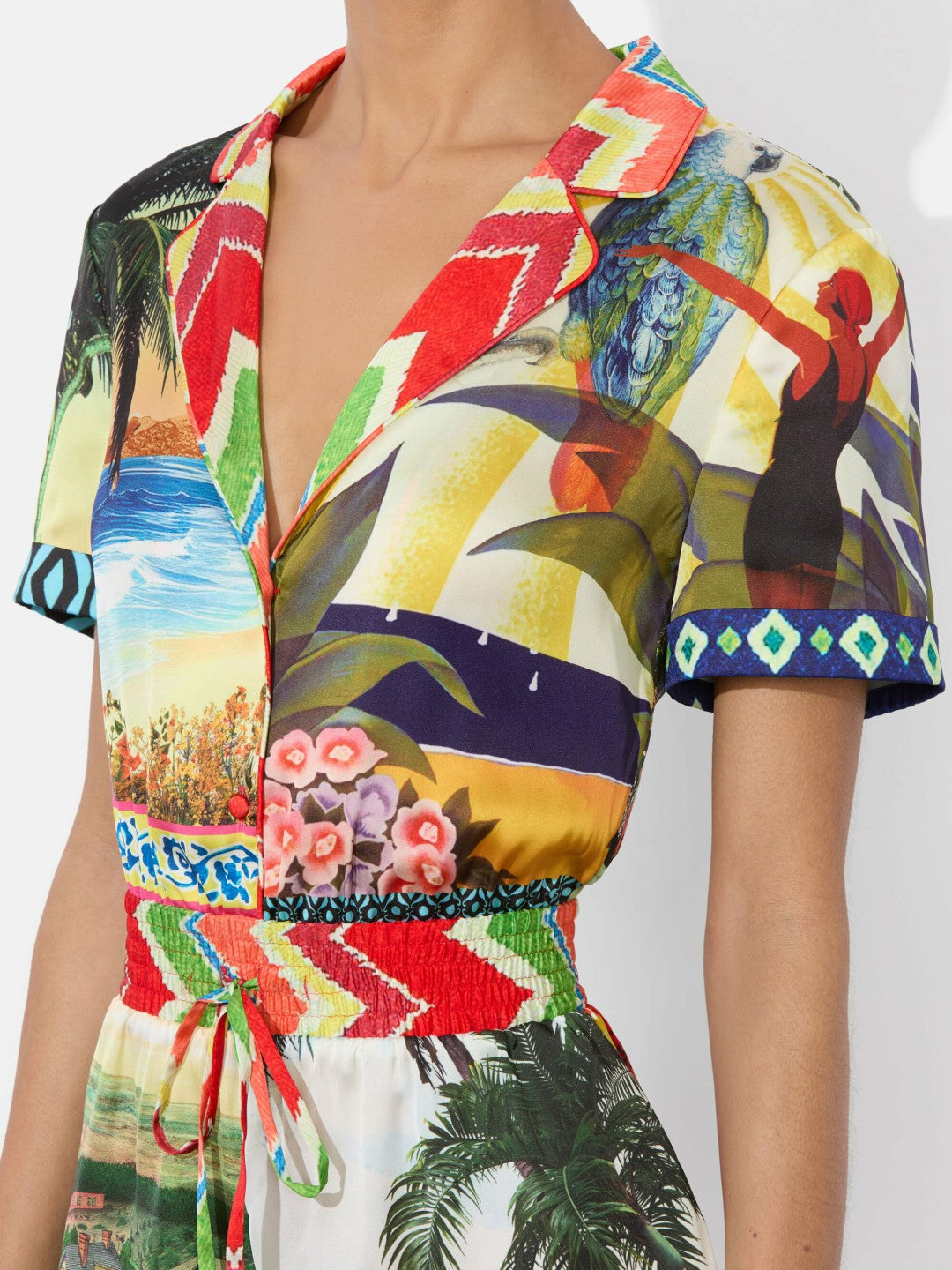 Leighton Pajama Romper In Island Dreams Multi - Alice + Olivia Women