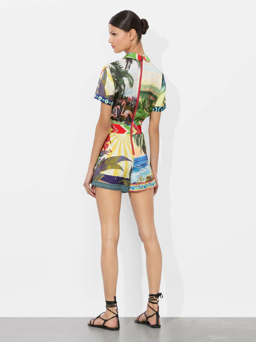 Leighton Pajama Romper In Island Dreams Multi - Alice + Olivia Women