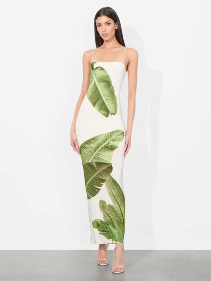 Fifi Maxi Dress In Jungle Palm Off White - Alice + Olivia Women