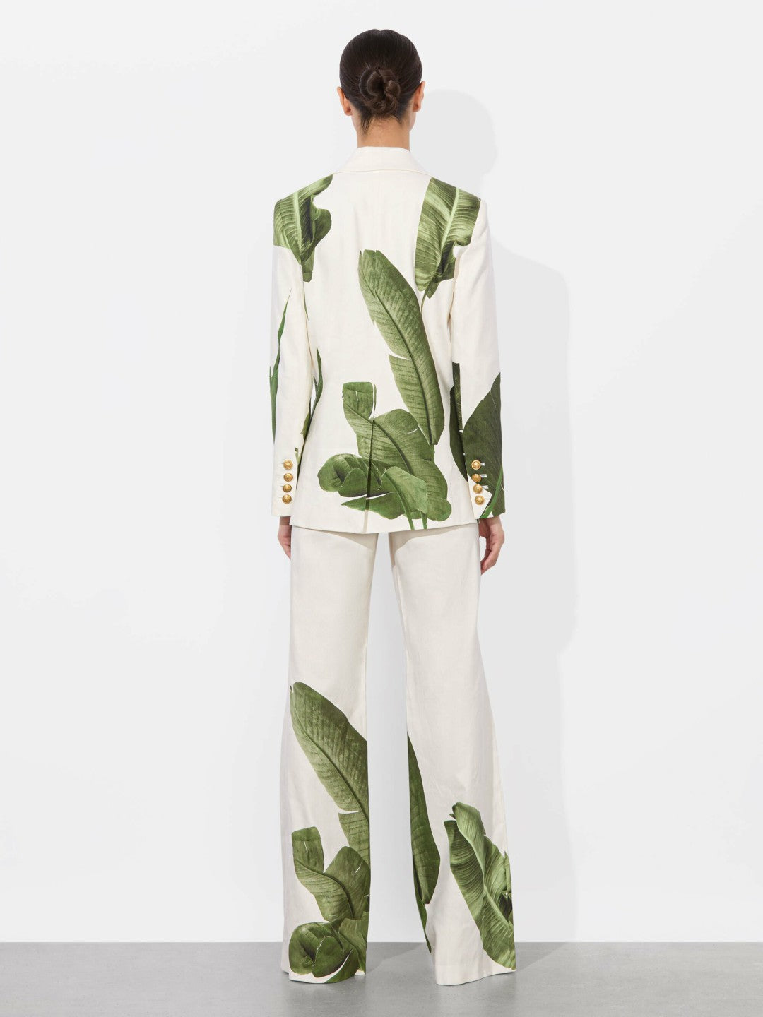 Elna Linen Blazer In Jungle Palm Off White - Alice + Olivia Women