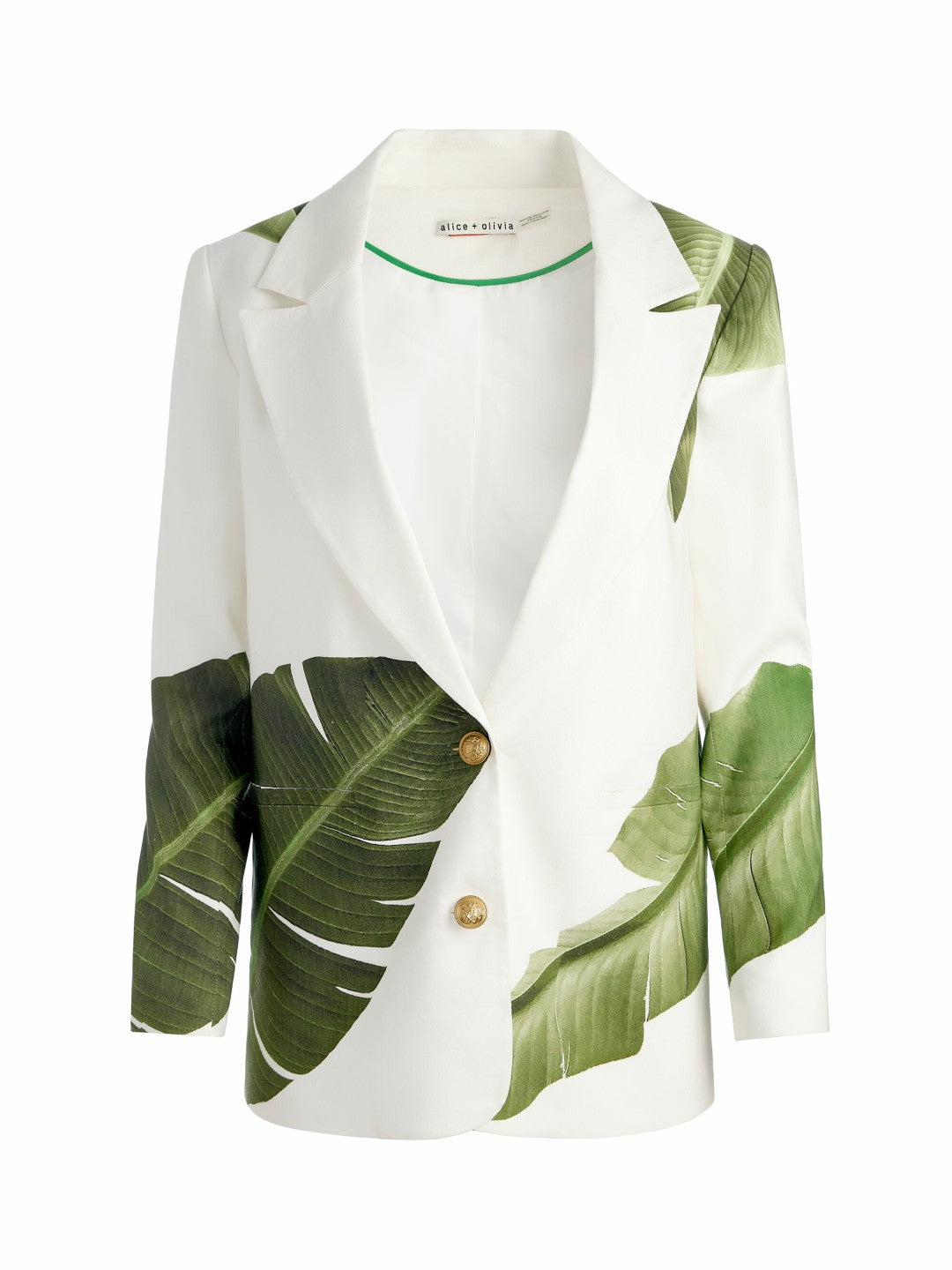 Elna Linen Blazer In Jungle Palm Off White - Alice + Olivia Women