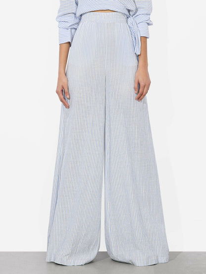 Kenley Palazzo Pant In Off White/blue - Alice + Olivia Women