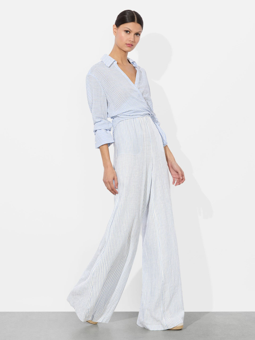 Kenley Palazzo Pant In Off White/blue - Alice + Olivia Women