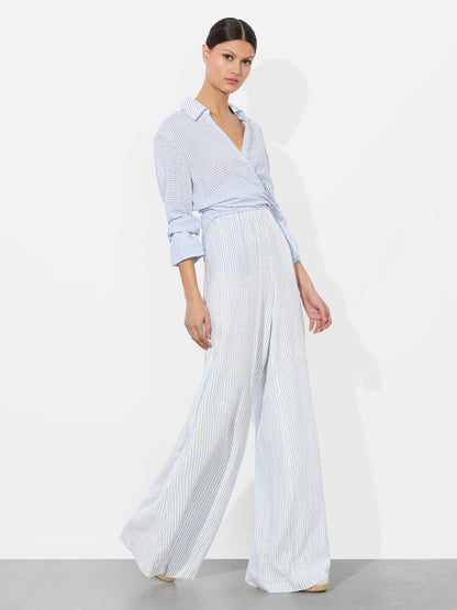 Kenley Palazzo Pant In Off White/blue - Alice + Olivia Women