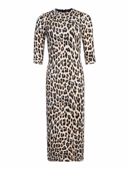 Delora Fitted Leopard Midi Dress - Alice + Olivia Women