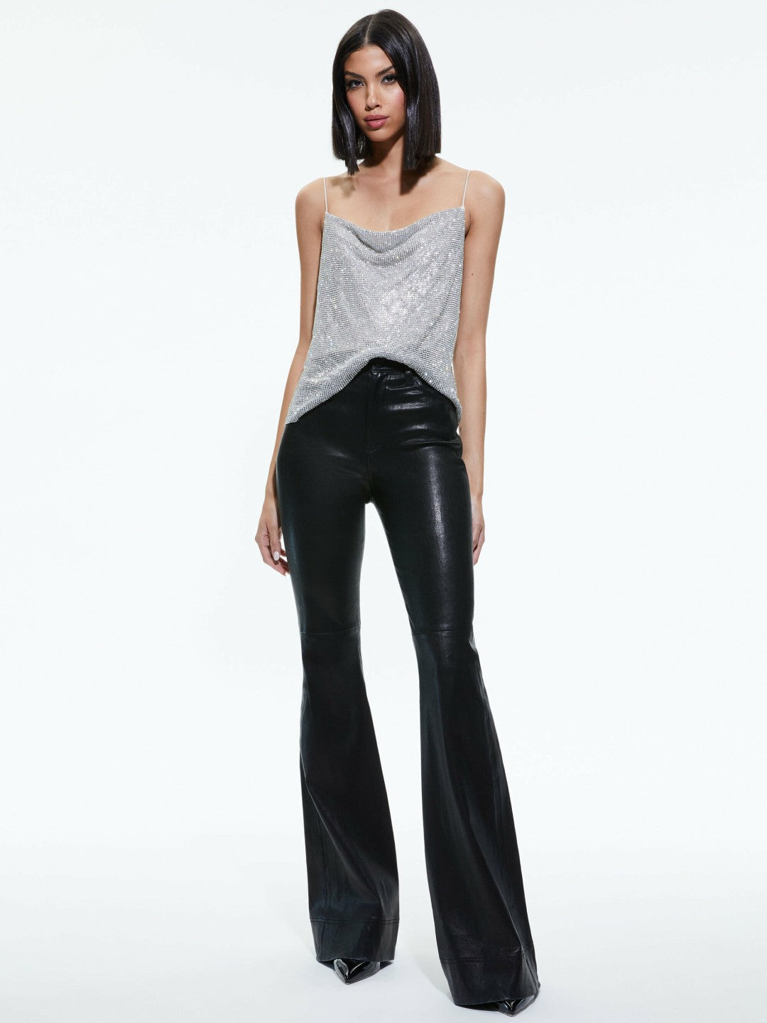 Harmon Crystal Tank In Silver/chainmail - Alice + Olivia Women