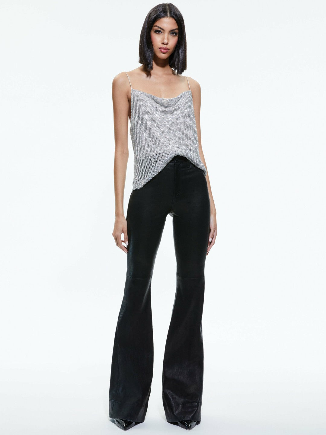 Harmon Crystal Tank In Silver/chainmail - Alice + Olivia Women