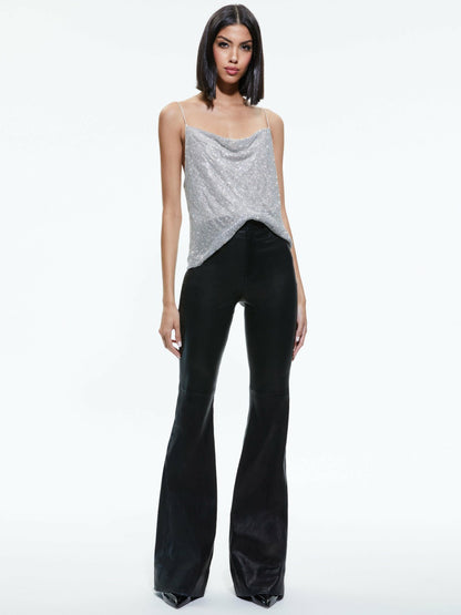 Harmon Crystal Tank In Silver/chainmail - Alice + Olivia Women
