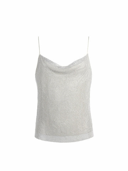 Harmon Crystal Tank In Silver/chainmail - Alice + Olivia Women