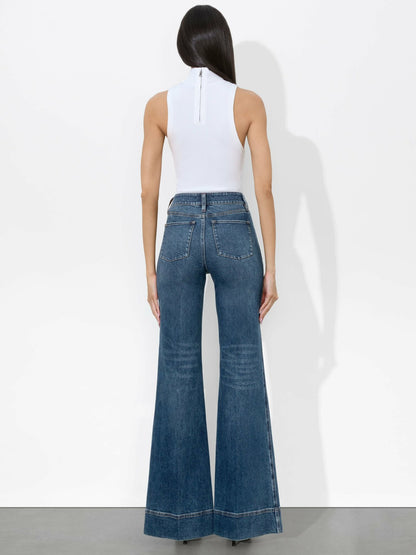 Missa Exposed Button Jean In Lola Blue - Alice + Olivia Women